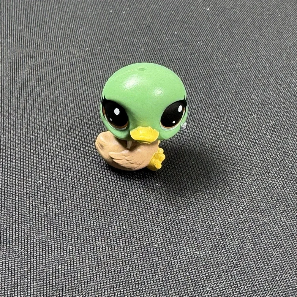 Littlest Pet Shop #3-55 FEATHERS DUCKLEY Green & Brown DUCK w/ Dot Eyes